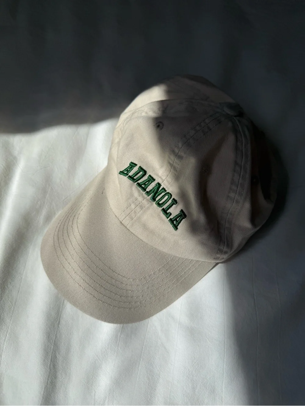 Adanola Beige Cap with Green Logo